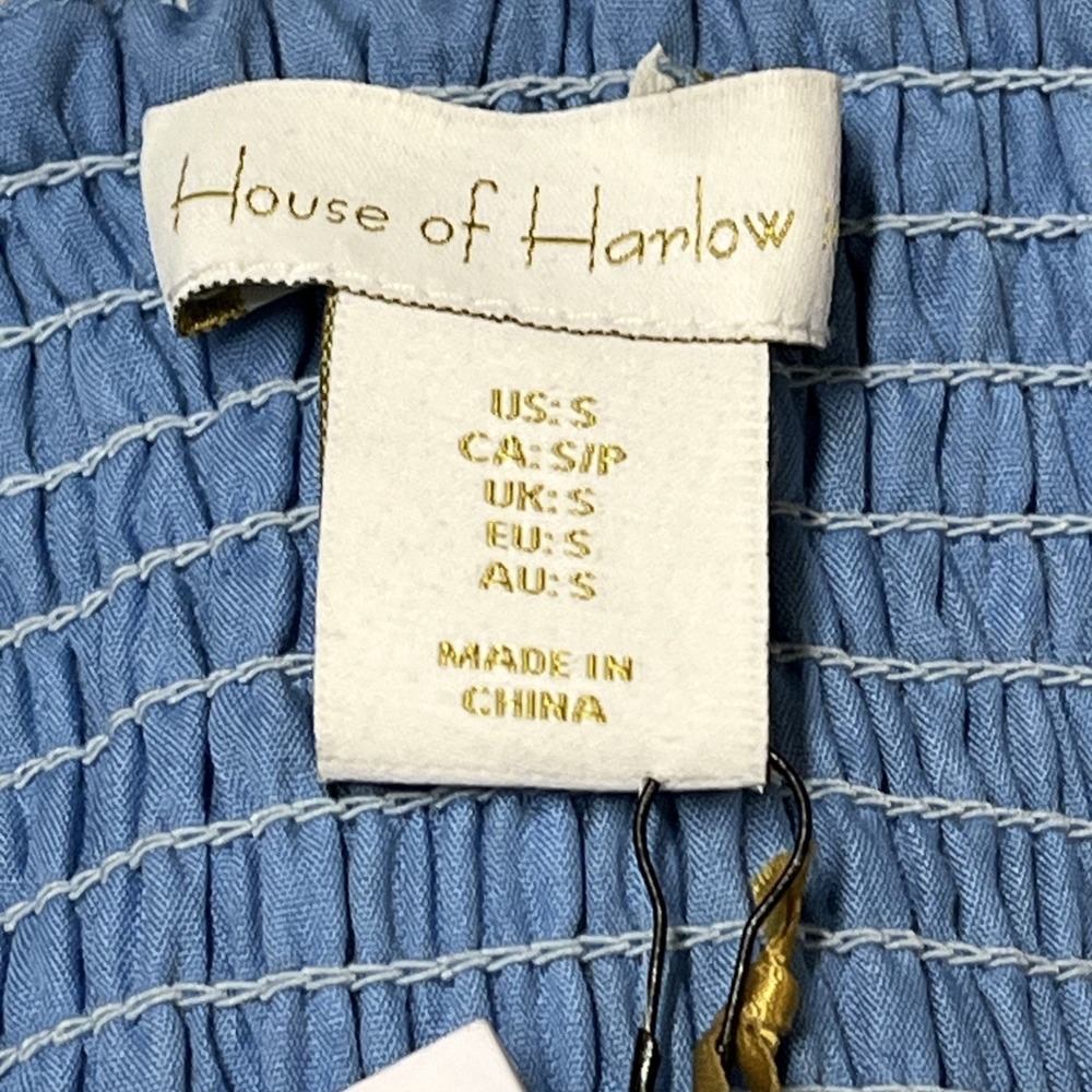House Of Harlow Dress Blue Floral Linen Blend Tiered Maxi Sundress Size S Resort - Picture 7 of 14